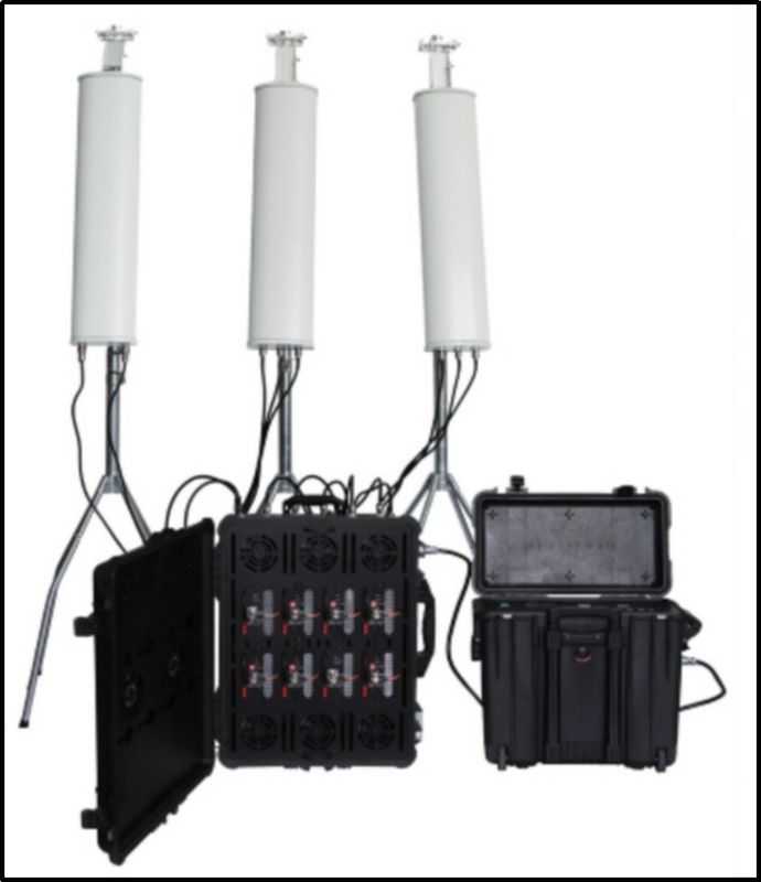 800W RCIED Ponsel Jamming Perangkat Pelican Disruptor Untuk Polisi Militer Pemerintah Convey