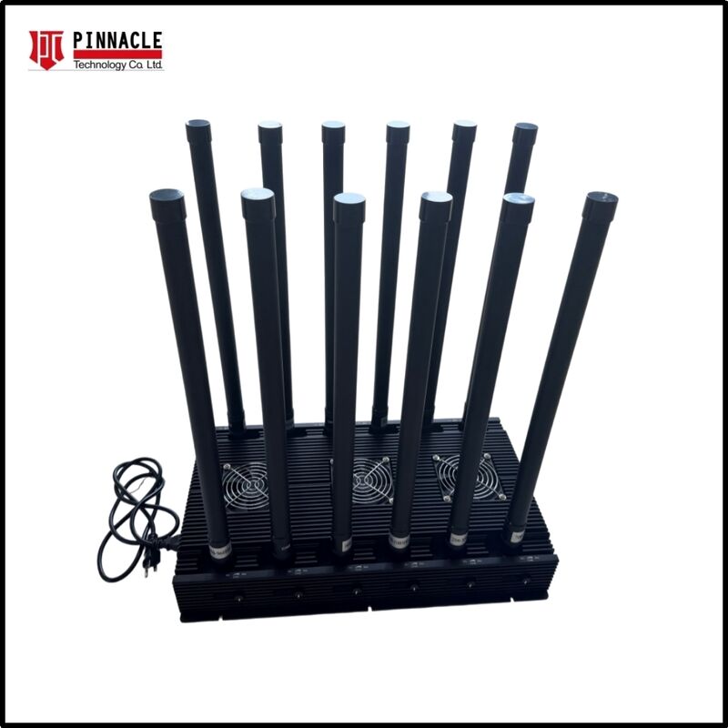 12-Antena Daya Tinggi Output 300W Ponsel 2G/3G/4G/5G WIFI Jammer Sinyal Desktop