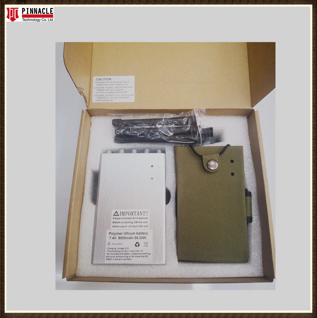 30W L1 ~ L5 GPS Wifi Ponsel Handheld GPS Blocker 4 Antenna Remote Control 1