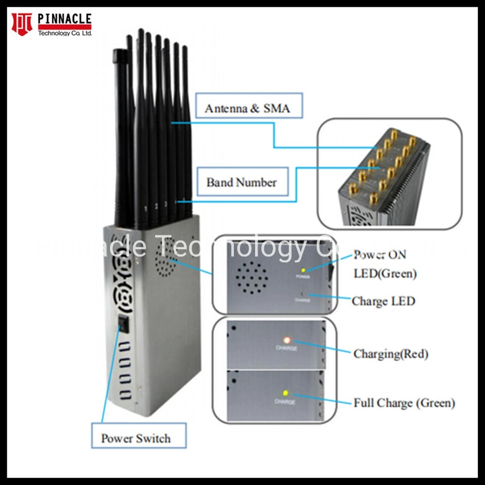 12CH Handheld Cellular Militer Cell Phone Jammer VHF UHF Radio Signal Blocker 3